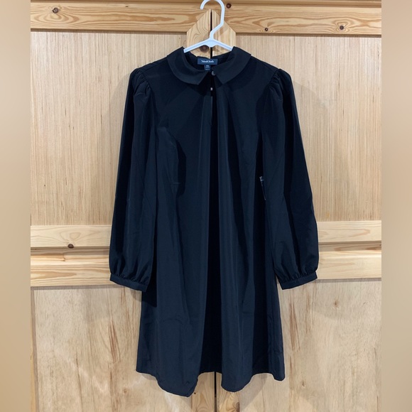 ModCloth off to never Neverland Shift dress black minimalist Peter Pan classy - Picture 3 of 7